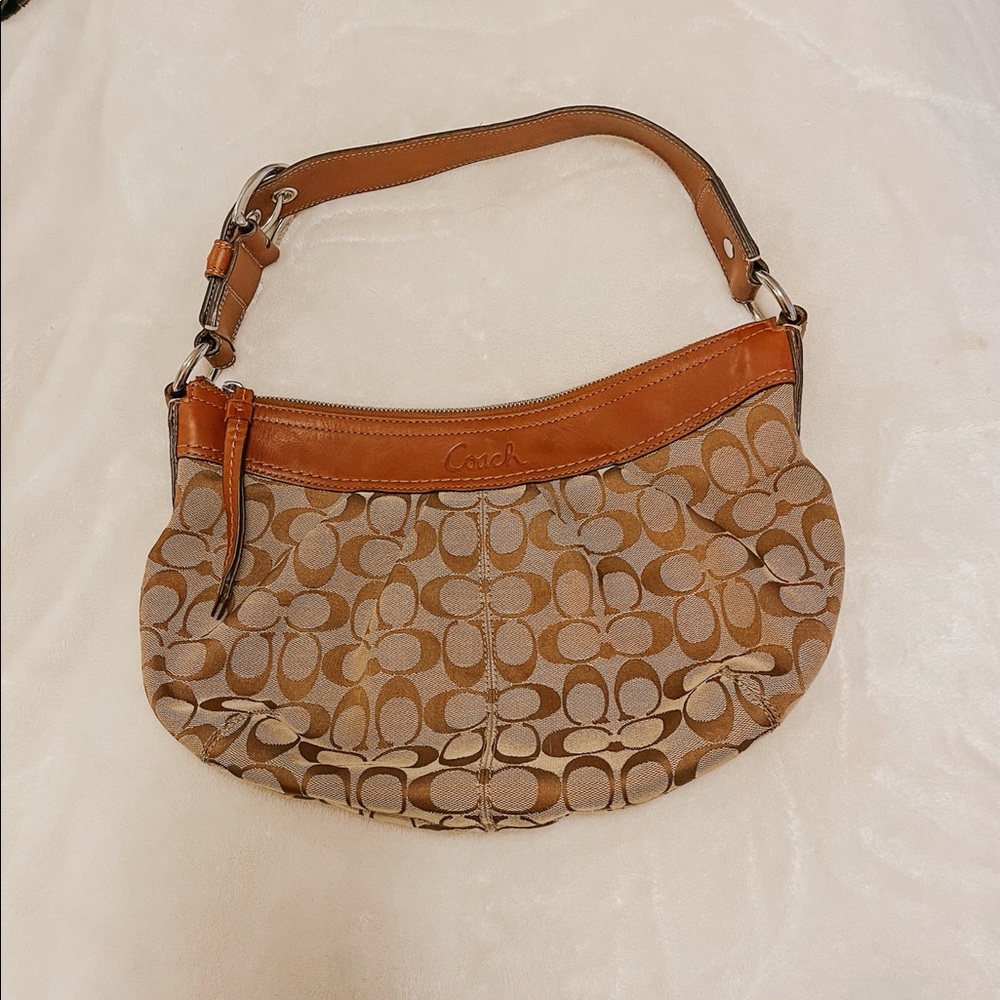 Coach Soho Pleated Signature Brown Canvas Hobo Bag